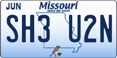 MO license plate SH3U2N