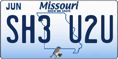MO license plate SH3U2U
