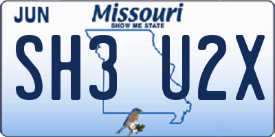 MO license plate SH3U2X