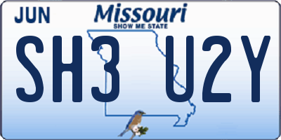 MO license plate SH3U2Y