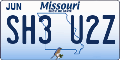 MO license plate SH3U2Z