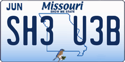 MO license plate SH3U3B