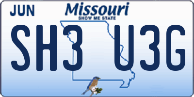 MO license plate SH3U3G