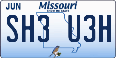 MO license plate SH3U3H