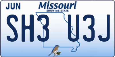 MO license plate SH3U3J