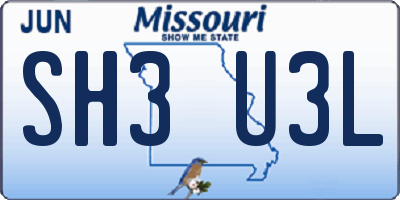 MO license plate SH3U3L