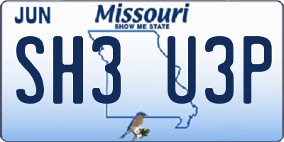 MO license plate SH3U3P