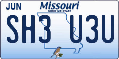 MO license plate SH3U3U