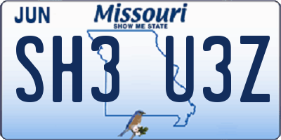 MO license plate SH3U3Z