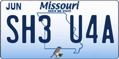 MO license plate SH3U4A