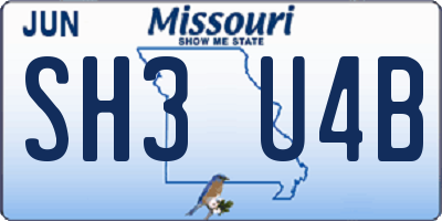 MO license plate SH3U4B