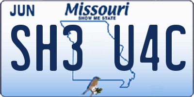 MO license plate SH3U4C