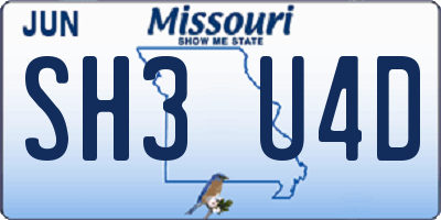 MO license plate SH3U4D