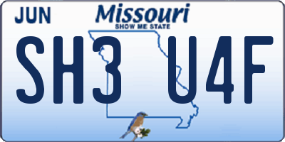 MO license plate SH3U4F