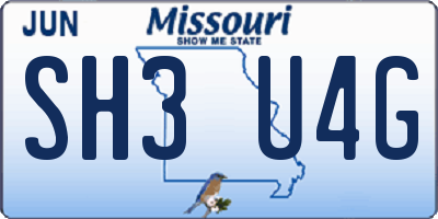MO license plate SH3U4G