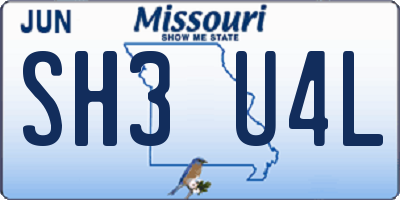 MO license plate SH3U4L