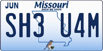 MO license plate SH3U4M