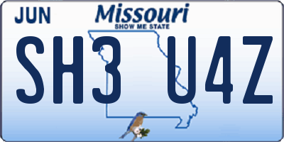 MO license plate SH3U4Z