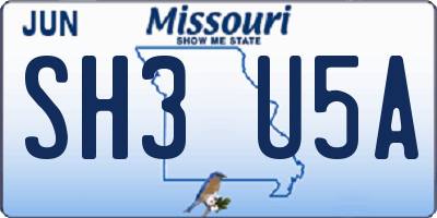 MO license plate SH3U5A