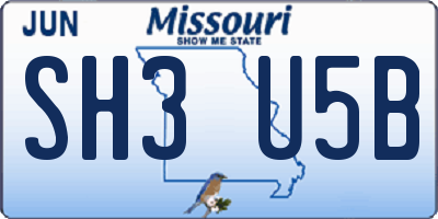 MO license plate SH3U5B