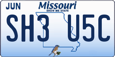 MO license plate SH3U5C