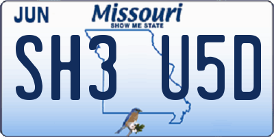 MO license plate SH3U5D