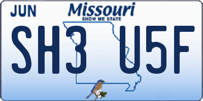 MO license plate SH3U5F