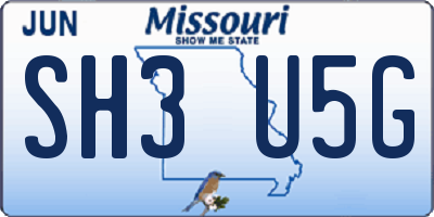 MO license plate SH3U5G