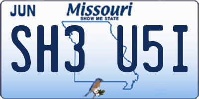 MO license plate SH3U5I