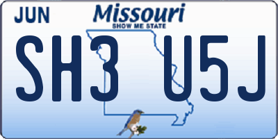 MO license plate SH3U5J