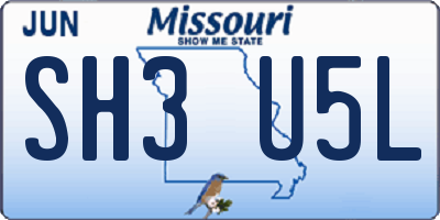 MO license plate SH3U5L