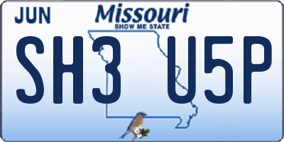 MO license plate SH3U5P