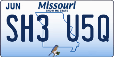 MO license plate SH3U5Q