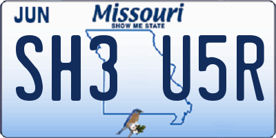 MO license plate SH3U5R