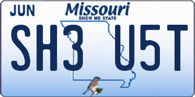 MO license plate SH3U5T