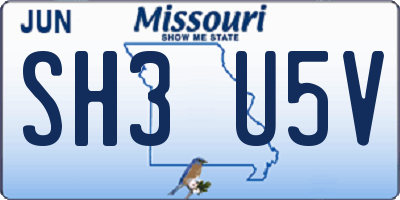 MO license plate SH3U5V