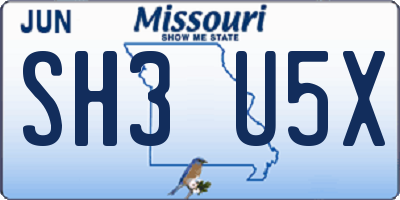 MO license plate SH3U5X