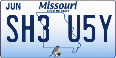 MO license plate SH3U5Y