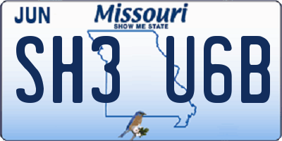 MO license plate SH3U6B