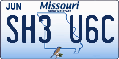 MO license plate SH3U6C