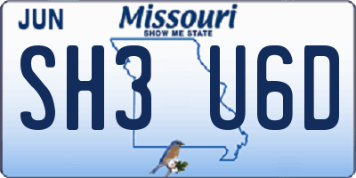MO license plate SH3U6D