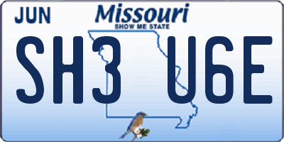 MO license plate SH3U6E