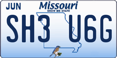 MO license plate SH3U6G