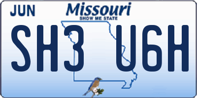 MO license plate SH3U6H
