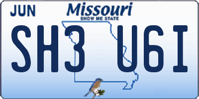 MO license plate SH3U6I