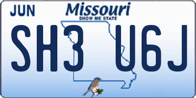 MO license plate SH3U6J