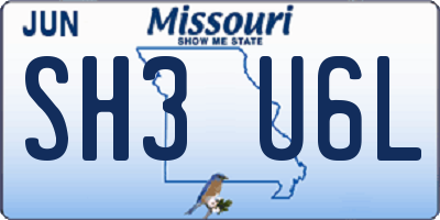 MO license plate SH3U6L