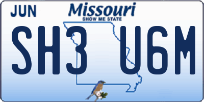 MO license plate SH3U6M