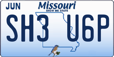 MO license plate SH3U6P