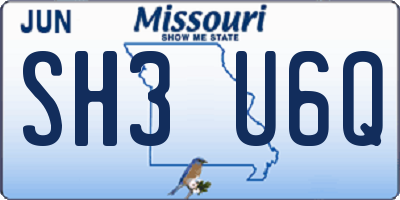 MO license plate SH3U6Q